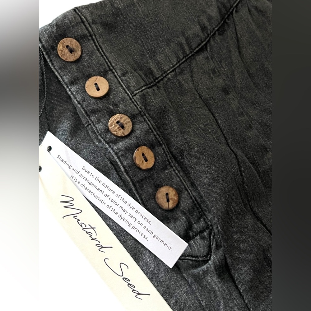 Mustard Seed Charcoal Button-Front Wide Leg Pants S M L - Picture 4 of 4